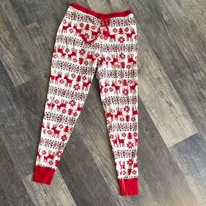 Hanna Andersson Red and White Reindeer Pajama Bottoms